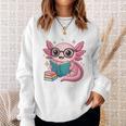 Readsolotl Kawaii Axolotl Reading Book Lover Sweatshirt Gifts for Her