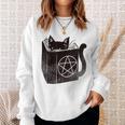 SataniCat Pentagram Cat Satan Demon Necronomicon Book Lover Sweatshirt Gifts for Her