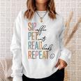 Sip Coffee Pet Cats Read Books Repeat Book Cat Lover Sweatshirt Gifts for Her