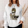 Skeleton Girl Drinking Coffee And Reading Book Sweatshirt Gifts for Her