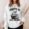 Skeleton Reading Book With Coffee Sweatshirt Gifts for Her