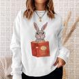 Studious Studying Bunny Book Lover Reading Geek Rabbit Sweatshirt Gifts for Her