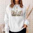 Teacher Gnome Motif Floral Stack Of Books Decor Cute Reading Sweatshirt Gifts for Her