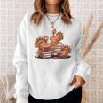 Turkey Reading Books Fall Thanksgiving Teacher Book Lovers Sweatshirt Gifts for Her