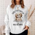 Vintage Easily Distracted By Dogs And Books Puppy Art Lover Sweatshirt Gifts for Her