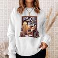 Vintage Just A Girl Who Loves Books Retro Bookworm Reader Sweatshirt Gifts for Her