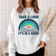 Vintage Retro Style Rainbow Take a Look It's In a Book Read Sweatshirt Gifts for Her Vintage Retro Style Rainbow Take a Look It's In a Book Read Sweatshirt Gifts for Her