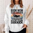 Women's Book Mom Cat Lover Reading With My Felline Sidekick Sweatshirt Gifts for Her