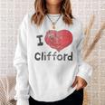 Women's Clifford The Big Red Dog I Heart Clifford Childrens Books Sweatshirt Gifts for Her