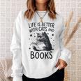 Women's Life Is Better With Cats And Books Cat Sweatshirt Gifts for Her
