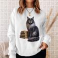 Women's Smokey Maine Coon Cat Book Lover Sweatshirt Gifts for Her Women's Smokey Maine Coon Cat Book Lover Sweatshirt Gifts for Her