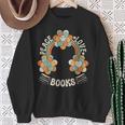 70s Groovy Rainbow Reading Outfit Hippie Peace Love Books Sweatshirt Gifts for Old Women