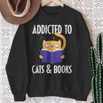 Addicted To Cats And Books Orange Tabby Cat Men Women Kids Sweatshirt Gifts for Old Women