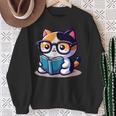 Adorable Book Lover Calico Cat With Reading Glasses Cute For Men Women Kids Sweatshirt Gifts for Old Women