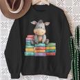 Adorable Donkey With Heart Sitting On Colorful Book Stack Sweatshirt Gifts for Old Women Adorable Donkey With Heart Sitting On Colorful Book Stack Sweatshirt Gifts for Old Women
