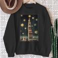 Astrologist Sitting On The Tower Of Stacked Up Books Starry Sweatshirt Gifts for Old Women