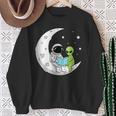 Astronaut And Alien Reading On Moon Space Book Lover Sci Fi Sweatshirt Gifts for Old Women