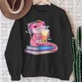Axolotl With Strawberry Matcha And Books Sweatshirt Gifts for Old Women