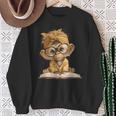 Baby Monkey Open Book Reading Animal Lover Graphic Portrait Sweatshirt Gifts for Old Women