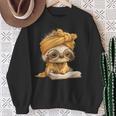Baby Sloth Open Book Reading Animal Lover Graphic Portrait Sweatshirt Gifts for Old Women