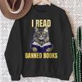 Banned Books Cat Reader Anti-Censorship Sweatshirt Gifts for Old Women