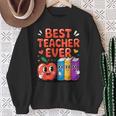 Best Teacher Ever Cute Apple Books School Classroom Vibes Sweatshirt Gifts for Old Women