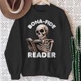 Bonafide Reader Cute Skeleton Reading a Book Lover Bookish Sweatshirt Gifts for Old Women