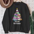 Book Christmas Tree Xmas Lights Librarian Merry Christmas Sweatshirt Gifts for Old Women