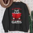Book Lover Nerd Reading Teacher Bookworm Ladies Cat Sweatshirt Gifts for Old Women