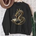 Book Lovers Dragon Fantasy Art Mythical Creatures Yellow Bookworm Chinese Dragon Sweatshirt Gifts for Old Women
