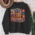 Book Peace Bookworm Hippie Rainbow Peace Sign Sweatshirt Gifts for Old Women