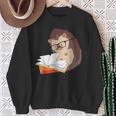 Book Reading Bookworm Forest Animal Wildlife Cute Hedgehog Sweatshirt Gifts for Old Women