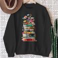 Book Stack With Flowers Reading Lover Bookish Sweatshirt Gifts for Old Women