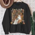 Bookish Ghost Haunted Library Cat Bookworm Book Lover Sweatshirt Gifts for Old Women