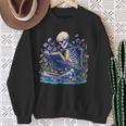 Bookish Skeleton Reading In Wildflowers Book Lover Bookworm Sweatshirt Gifts for Old Women