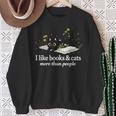 I Like Books & Cats More Than People Cat Book Lover Reading Sweatshirt Gifts for Old Women