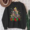 Books Make You Bright Christmas Librarian Book Lover Sweatshirt Gifts for Old Women
