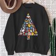 Books Christmas Tree Reading Club Librarian Library Xmas Sweatshirt Gifts for Old Women