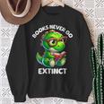 Books Never Go Extinct Reading Dinosaur Bookish Nerdy Sweatshirt Gifts for Old Women