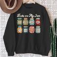 Books Are My Jam Shirt Book Lover Reader Reading Teacher Sweatshirt Gifts for Old Women