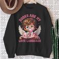 Books Are My Love Language Reading Lover I Valentines Cupid Sweatshirt Gifts for Old Women