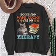 BOOKS AND MAINE COONS ARE MY THERAPY Main Coon Sweatshirt Gifts for Old Women BOOKS AND MAINE COONS ARE MY THERAPY Main Coon Sweatshirt Gifts for Old Women