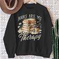 Books Are My Therapy Floral Book Lover Reading Bookworm Nerd Sweatshirt Gifts for Old Women