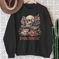 Booktrovert Skull Books Tea Flower Gothic Bookworm Bookish Sweatshirt Gifts for Old Women