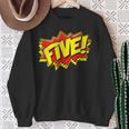 Boy Five Superhero Comic Book Hero 5th Birthday Boy 5 Years Sweatshirt Gifts for Old Women