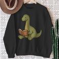 Brachiosaurus Dinosaur Reading Book Nerd Sweatshirt Gifts for Old Women