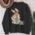 Bunny With Books And Coffee Reading Booknerd Bookish Easter Sweatshirt Gifts for Old Women