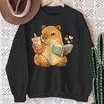 Capybara Reading a Book With Bubble Tea Sweatshirt Gifts for Old Women