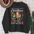 Cat Books Wine Lover Cute Cat Christmas Men Women Sweatshirt Gifts for Old Women
