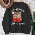 Cat Tshirt Easily Distracted By Cats And Books Cat For Men Women Sweatshirt Gifts for Old Women